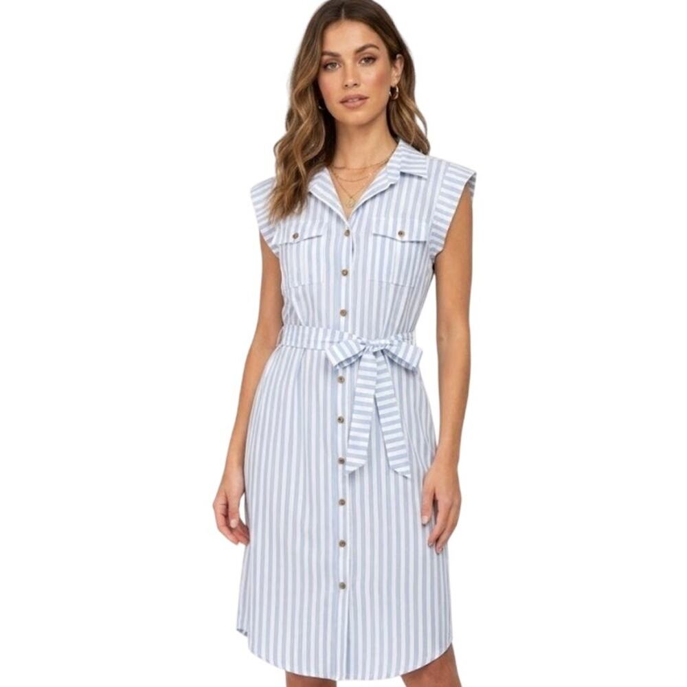 Anthropologie Bishop & Young Tie Midi Dress n Twilight Blue NWT Size Small